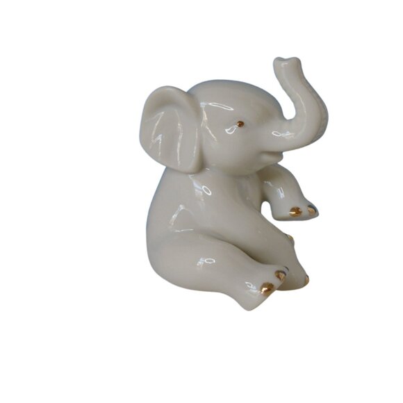 Lenox Small Baby Elephant Porcelain Figurine 24kt Gold Trimmed 2.75 Inches Tall - Picture 5 of 9